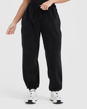 Oner Active Fleece Oversized Jogger Housut Mustat | 865-VNOYZF