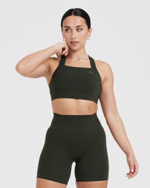 Oner Active Timeless Leveät Strap Sports Bras Khaki | 701-QEXDHV