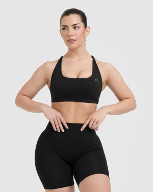 Oner Active Timeless Square Neck Sports Bras Mustat | 207-DKYBMS