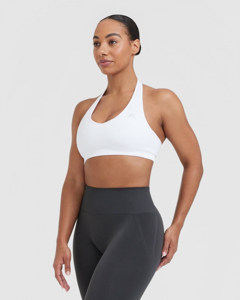 Oner Active Classic Seamless 2.0 Halter Neck Bralette Sports Bras Valkoinen | 240-NAUMOE