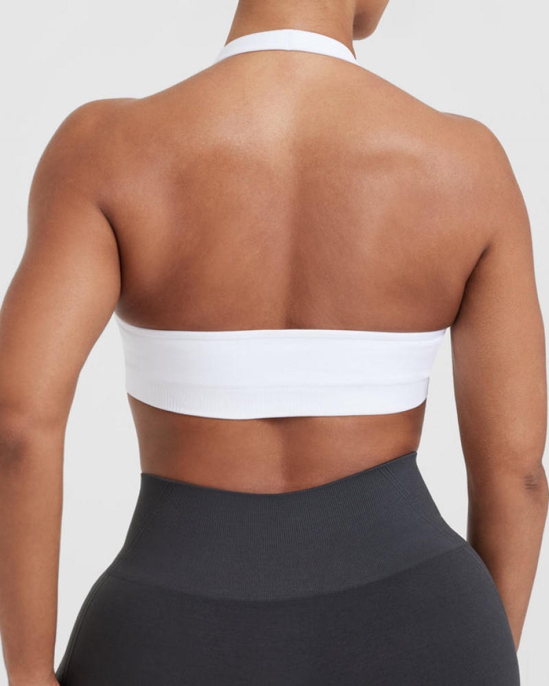 Oner Active Classic Seamless 2.0 Halter Neck Bralette Sports Bras Valkoinen | 240-NAUMOE