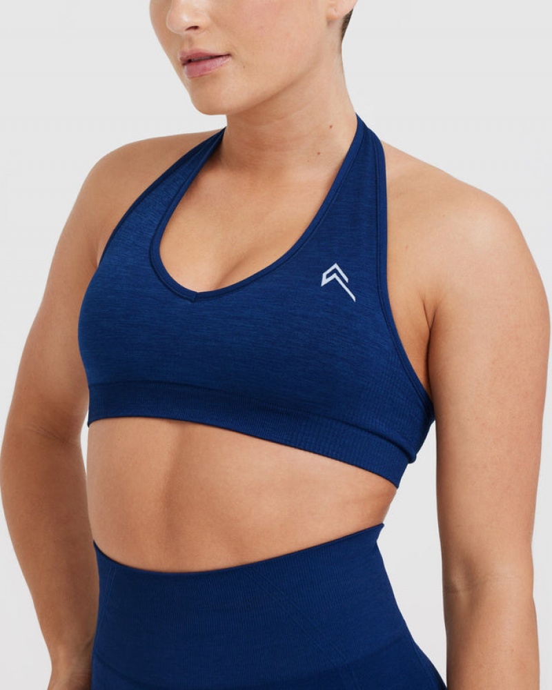 Oner Active Classic Seamless 2.0 Halter Neck Bralette Sports Bras Sininen | 379-DHPWUF