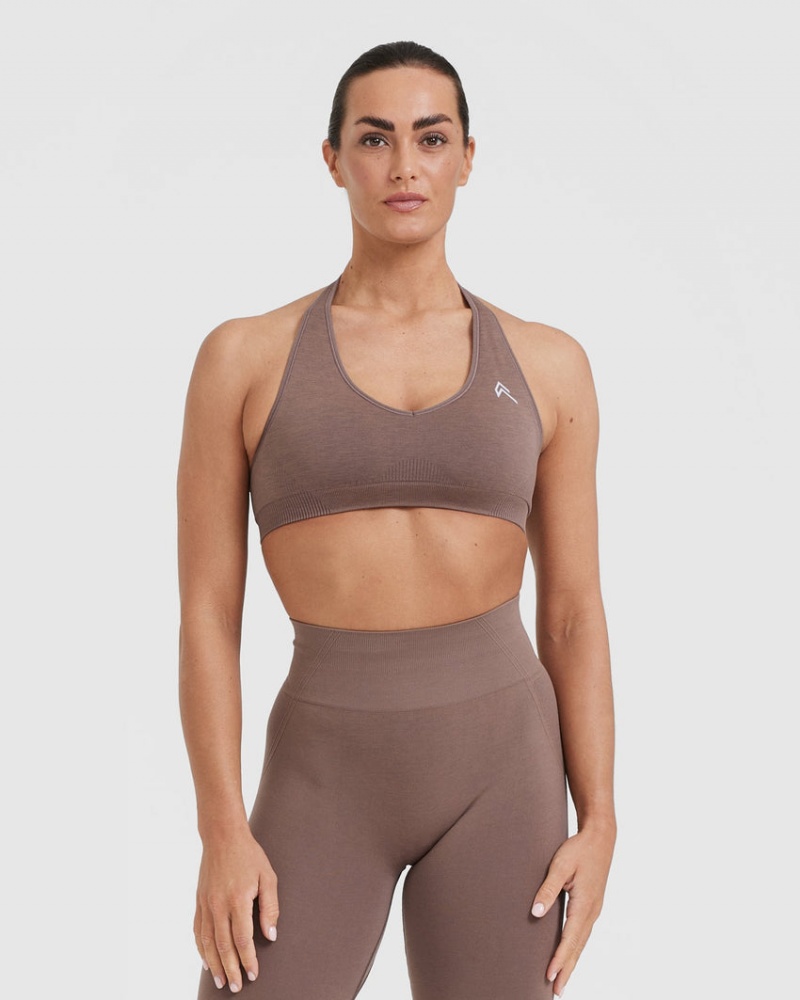 Oner Active Classic Seamless 2.0 Halter Neck Bralette Sports Bras Ruskea | 357-KLPRWD