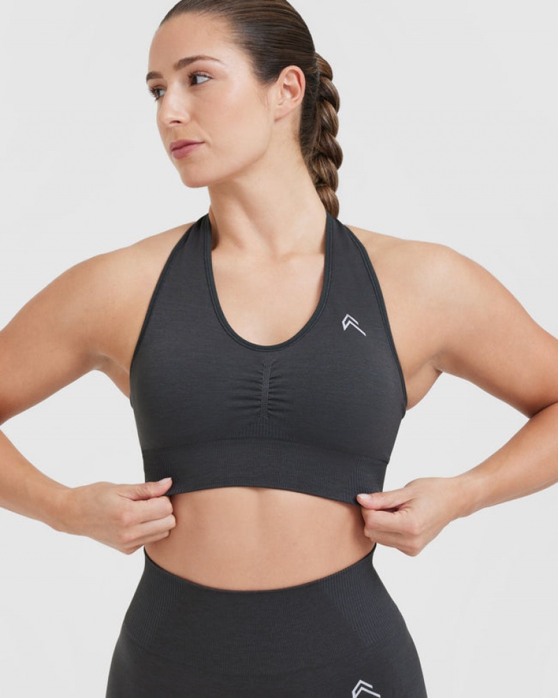 Oner Active Classic Seamless 2.0 V-Neck Bralette Sports Bras Mustat | 987-RQYPGF