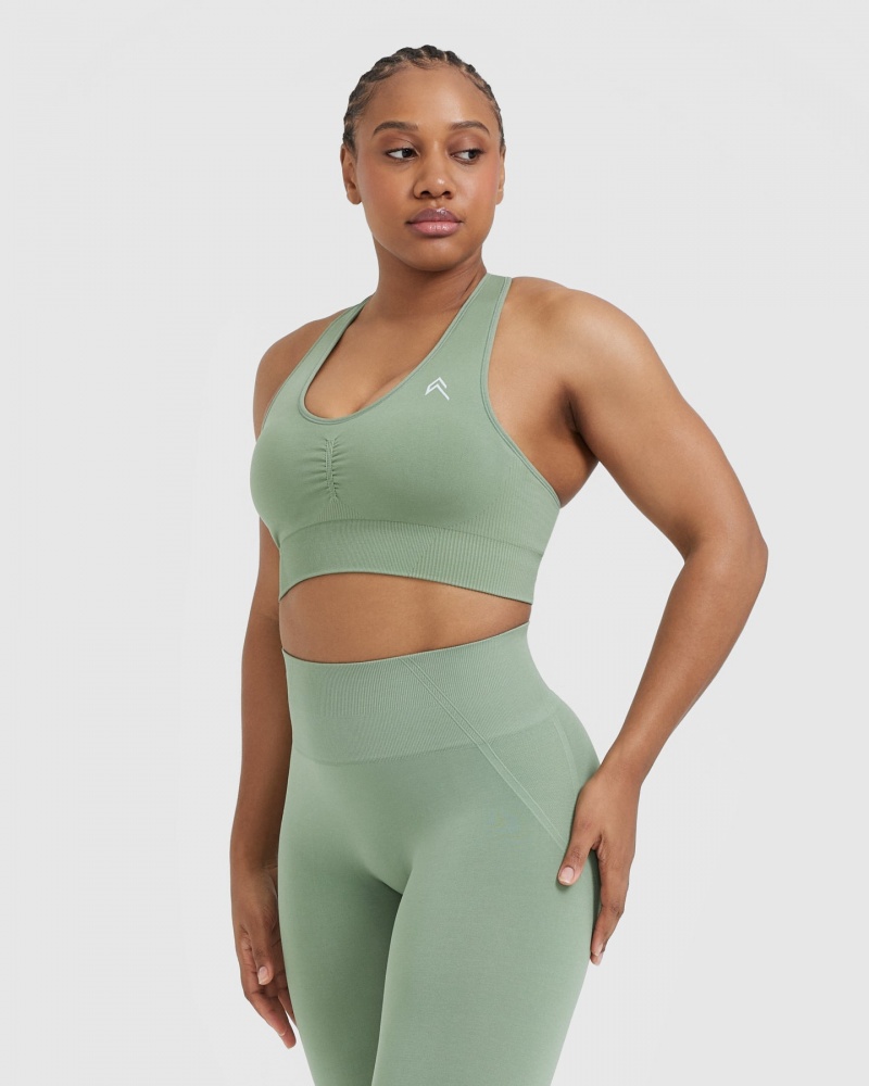 Oner Active Classic Seamless 2.0 V-Neck Bralette Sports Bras Oliivinvihreä | 176-VDKWIQ