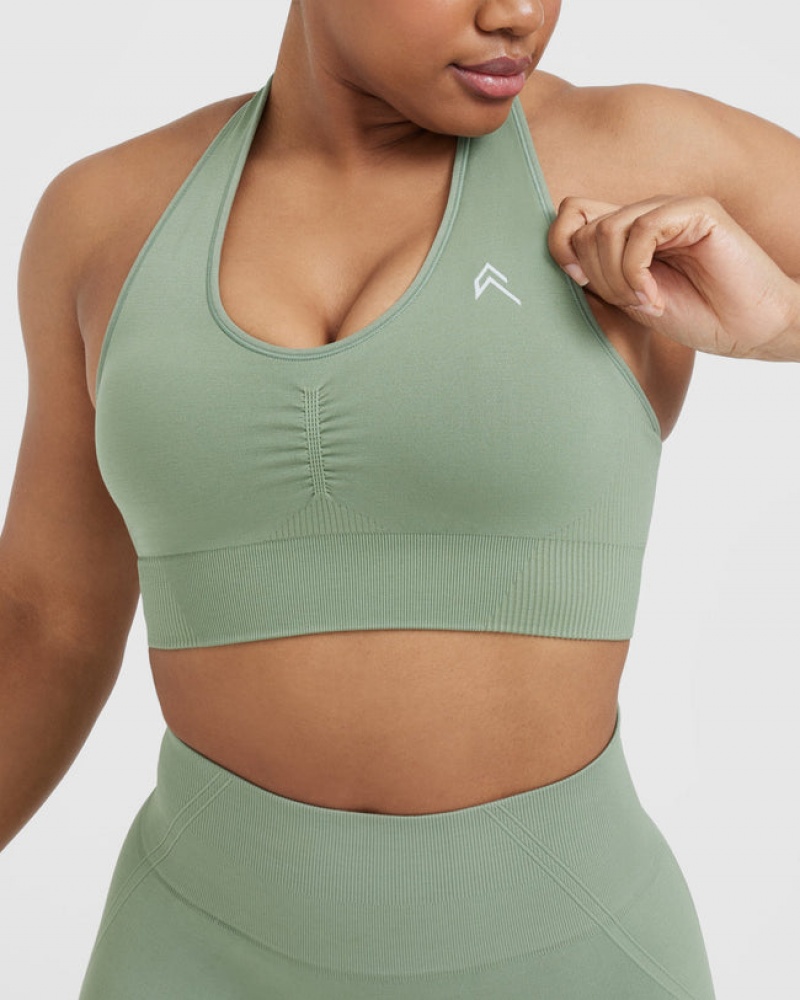 Oner Active Classic Seamless 2.0 V-Neck Bralette Sports Bras Oliivinvihreä | 176-VDKWIQ