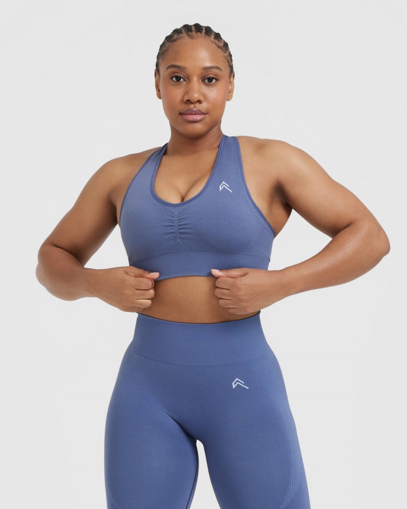 Oner Active Classic Seamless 2.0 V-Neck Bralette Sports Bras Sininen | 601-UCDXRL