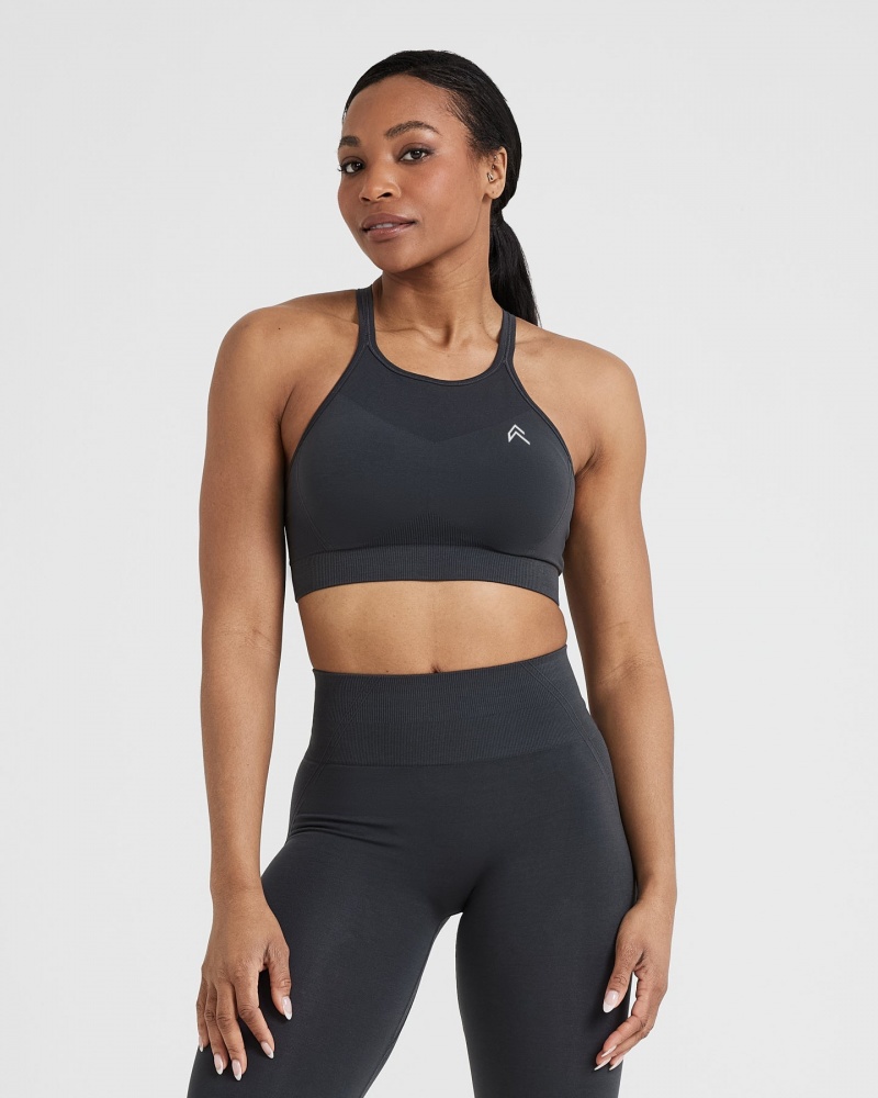 Oner Active Effortless Seamless High Neck Bralette Sports Bras Mustat | 135-IDQNGR