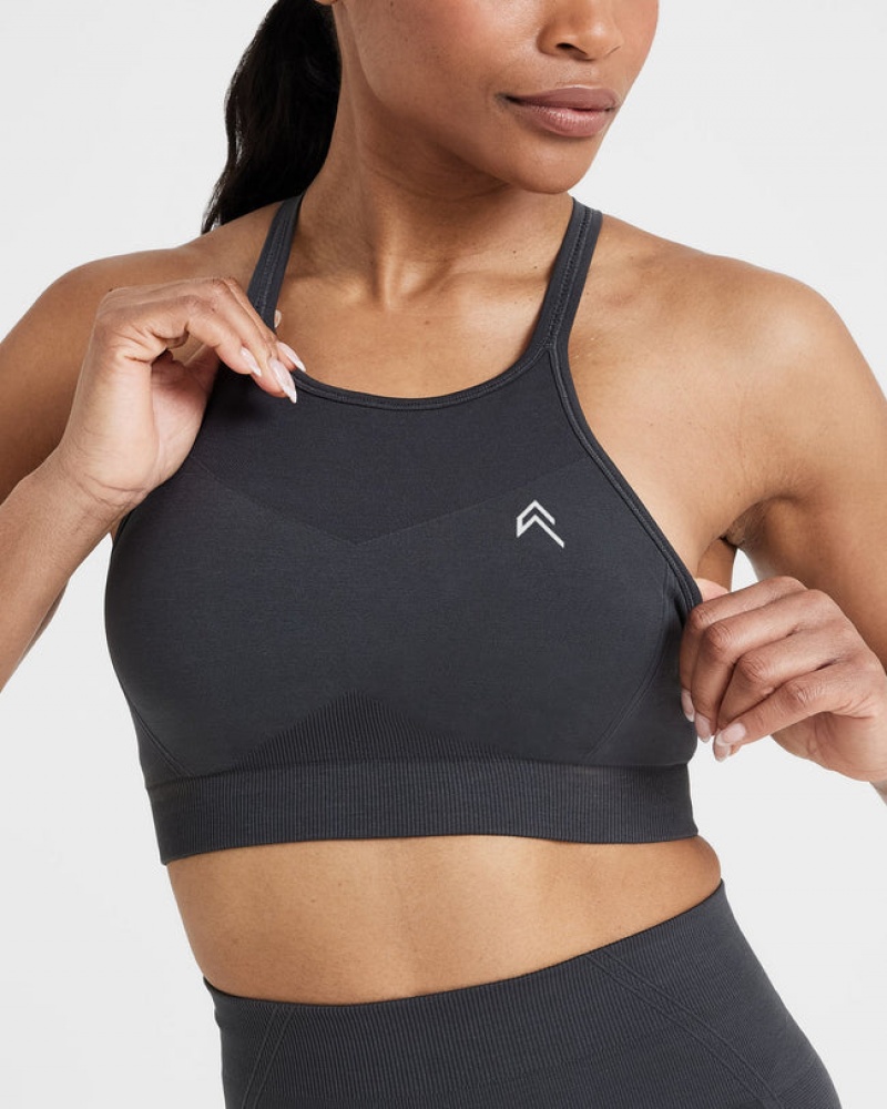 Oner Active Effortless Seamless High Neck Bralette Sports Bras Mustat | 135-IDQNGR