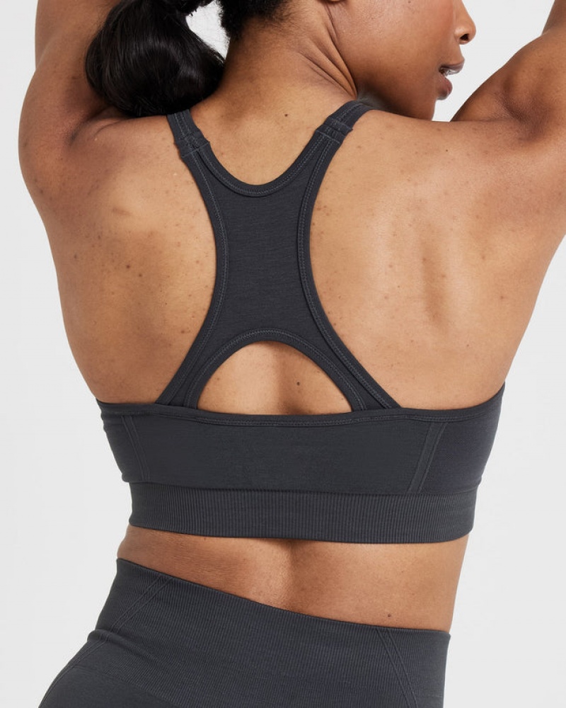 Oner Active Effortless Seamless High Neck Bralette Sports Bras Mustat | 135-IDQNGR