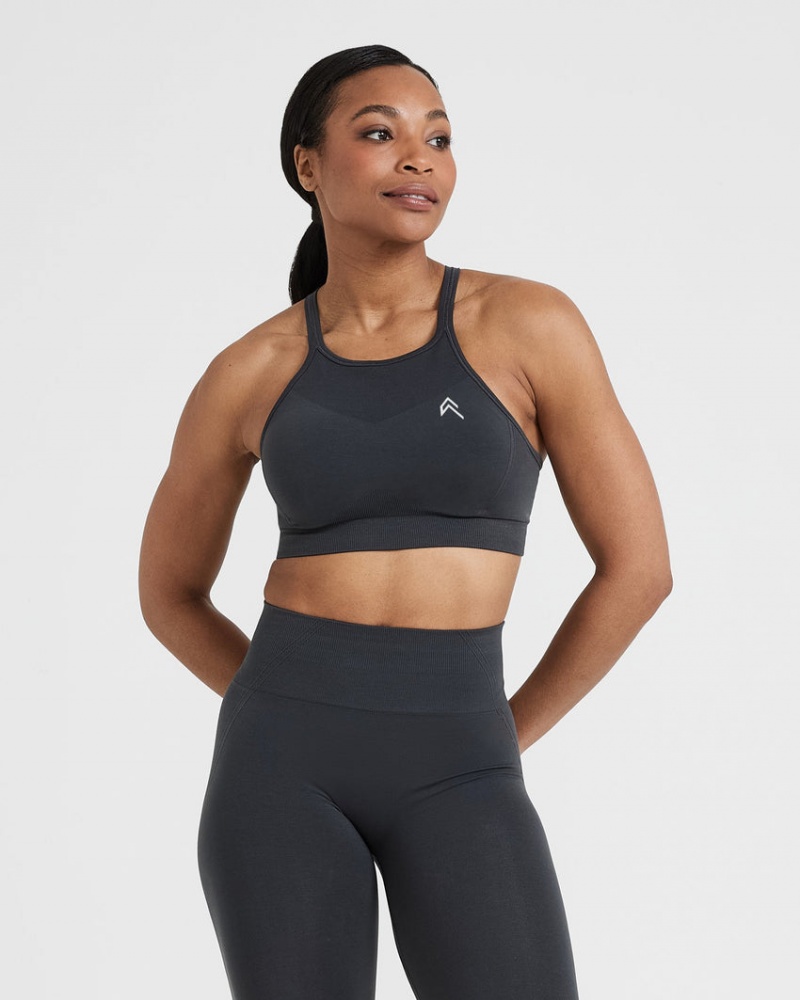 Oner Active Effortless Seamless High Neck Bralette Sports Bras Mustat | 135-IDQNGR