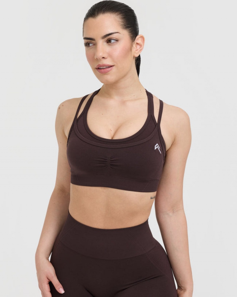 Oner Active Effortless Seamless Layered Sports Bras Violetit Ruskea | 489-JCDVGK