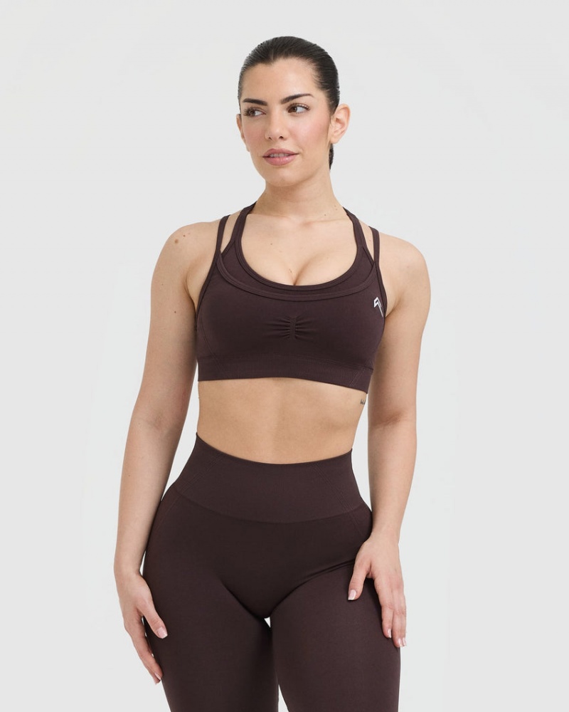 Oner Active Effortless Seamless Layered Sports Bras Violetit Ruskea | 489-JCDVGK