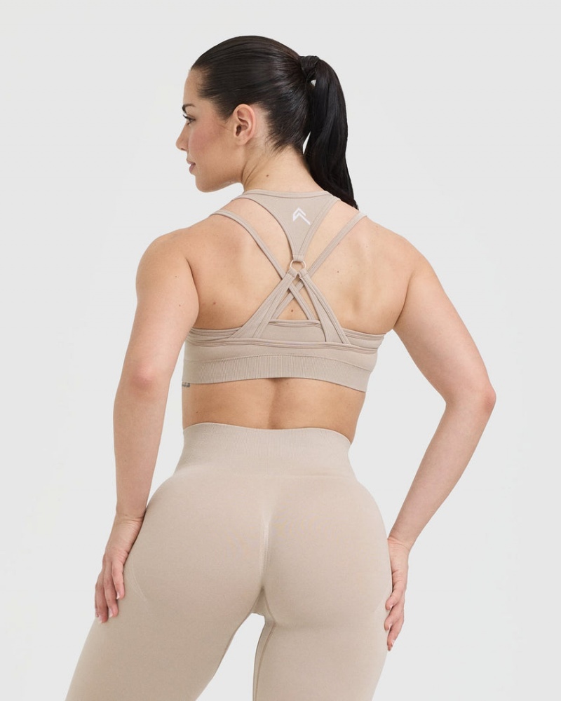 Oner Active Effortless Seamless Layered Sports Bras Vaaleanruskea | 267-ZPQBRH