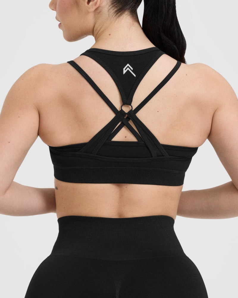 Oner Active Effortless Seamless Layered Sports Bras Mustat | 526-IPBVCJ