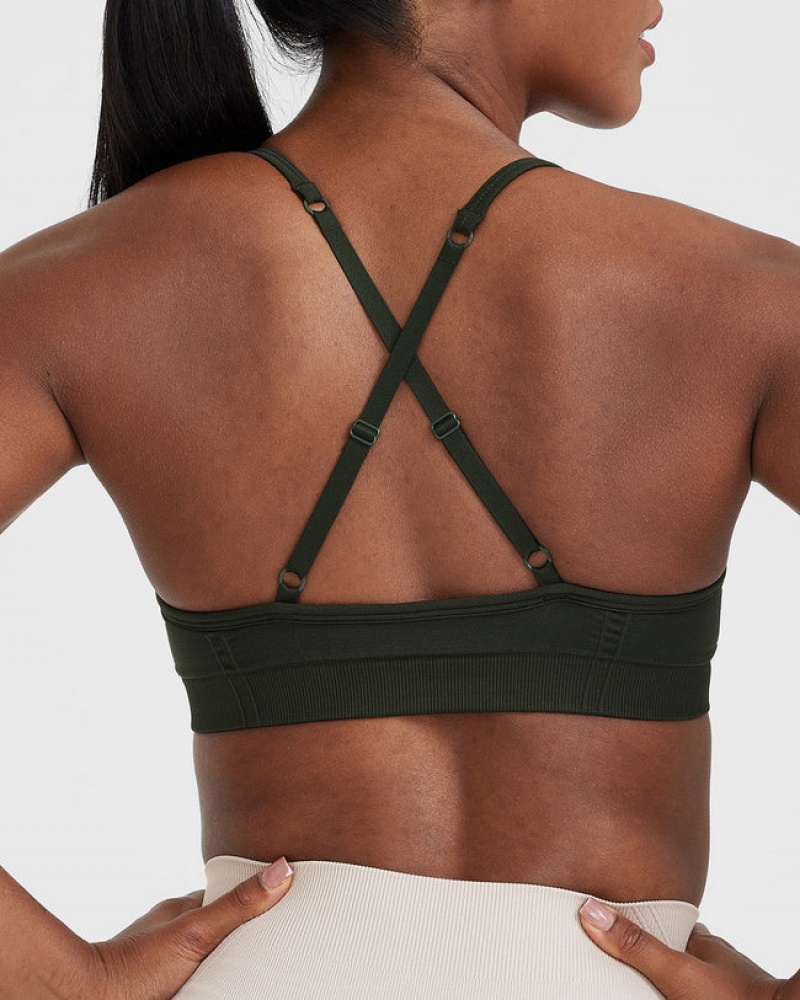 Oner Active Effortless Strappy Bralette Sports Bras Khaki | 841-OZLDAG