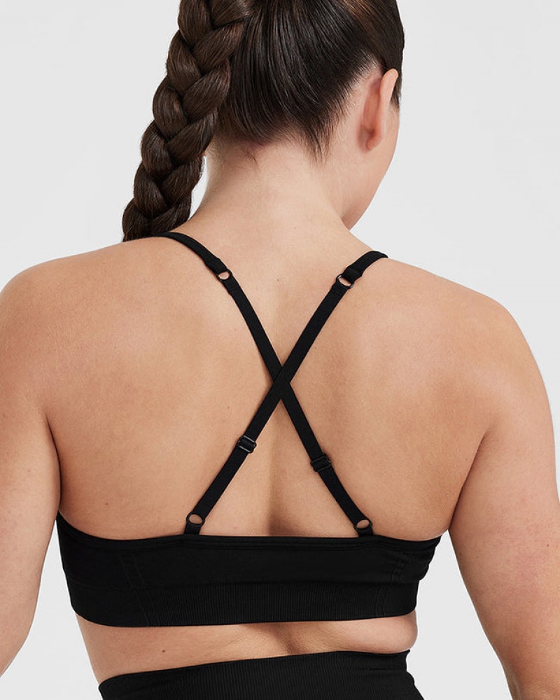 Oner Active Effortless Strappy Bralette Sports Bras Mustat | 867-XDPREO