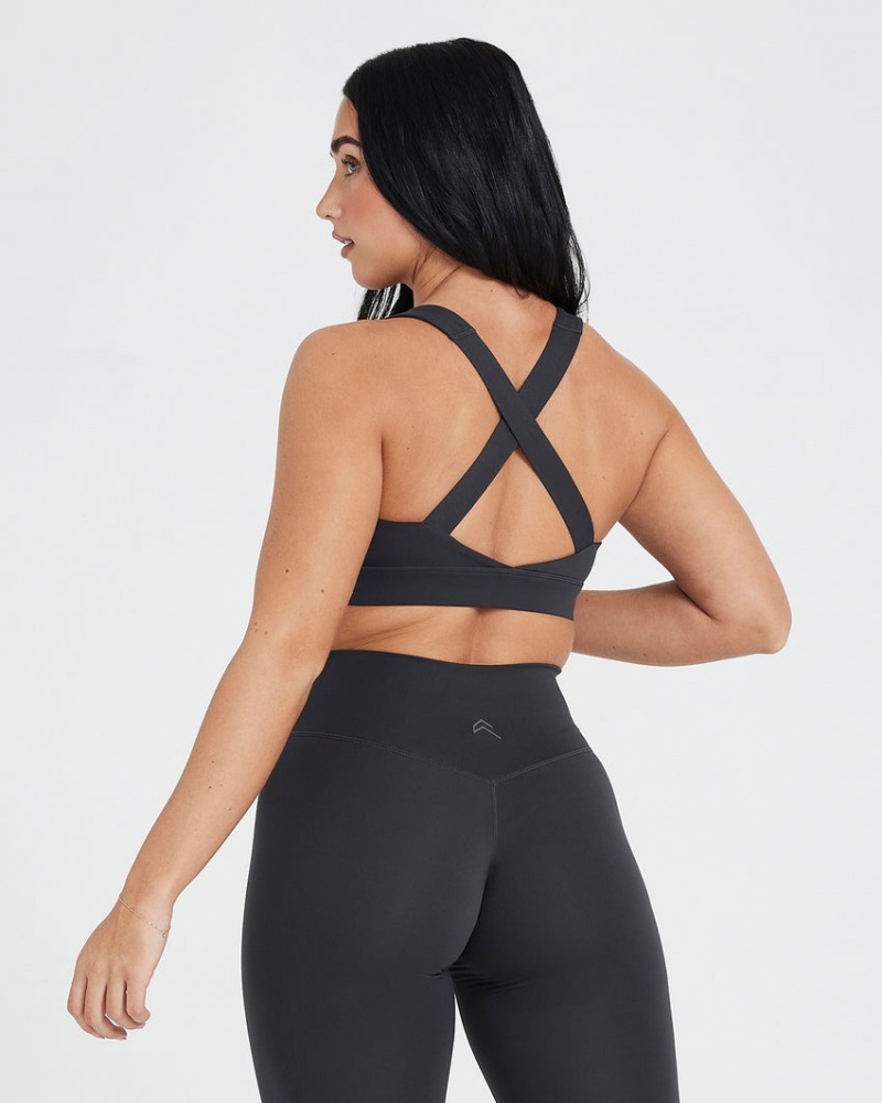 Oner Active Timeless Leveät Strap Sports Bras Mustat | 624-TKHOQB