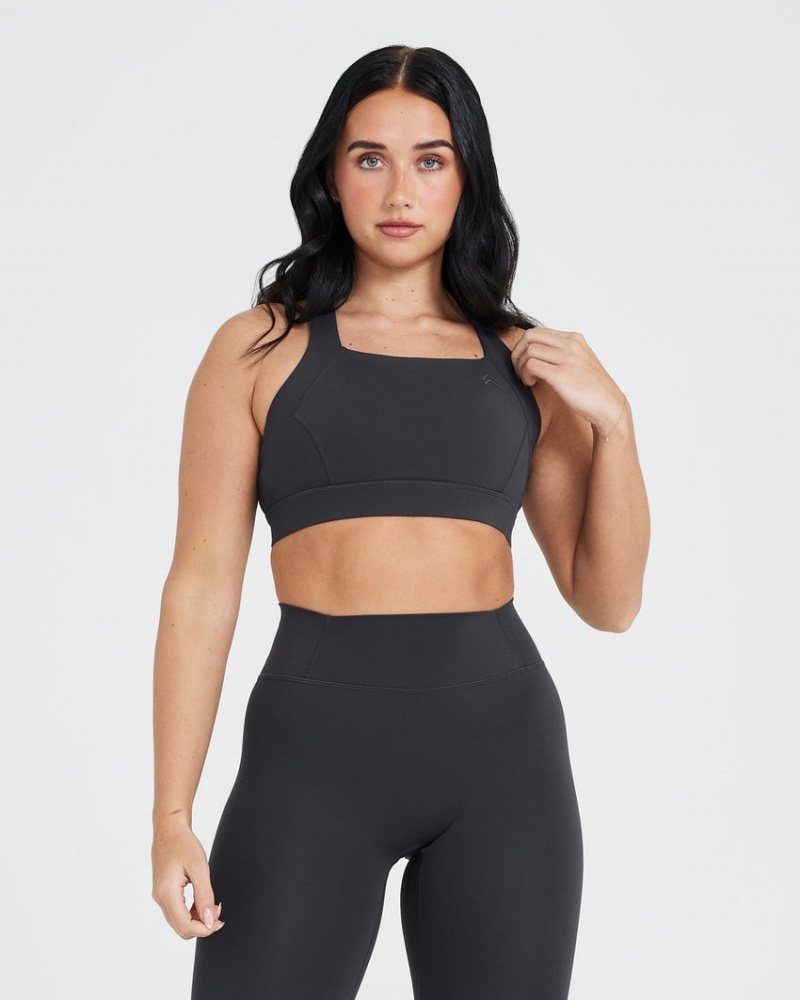 Oner Active Timeless Leveät Strap Sports Bras Mustat | 624-TKHOQB