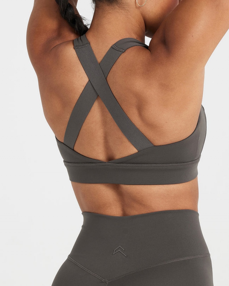 Oner Active Timeless Leveät Strap Sports Bras Syvä Harmaat Ruskea | 364-WQNRET