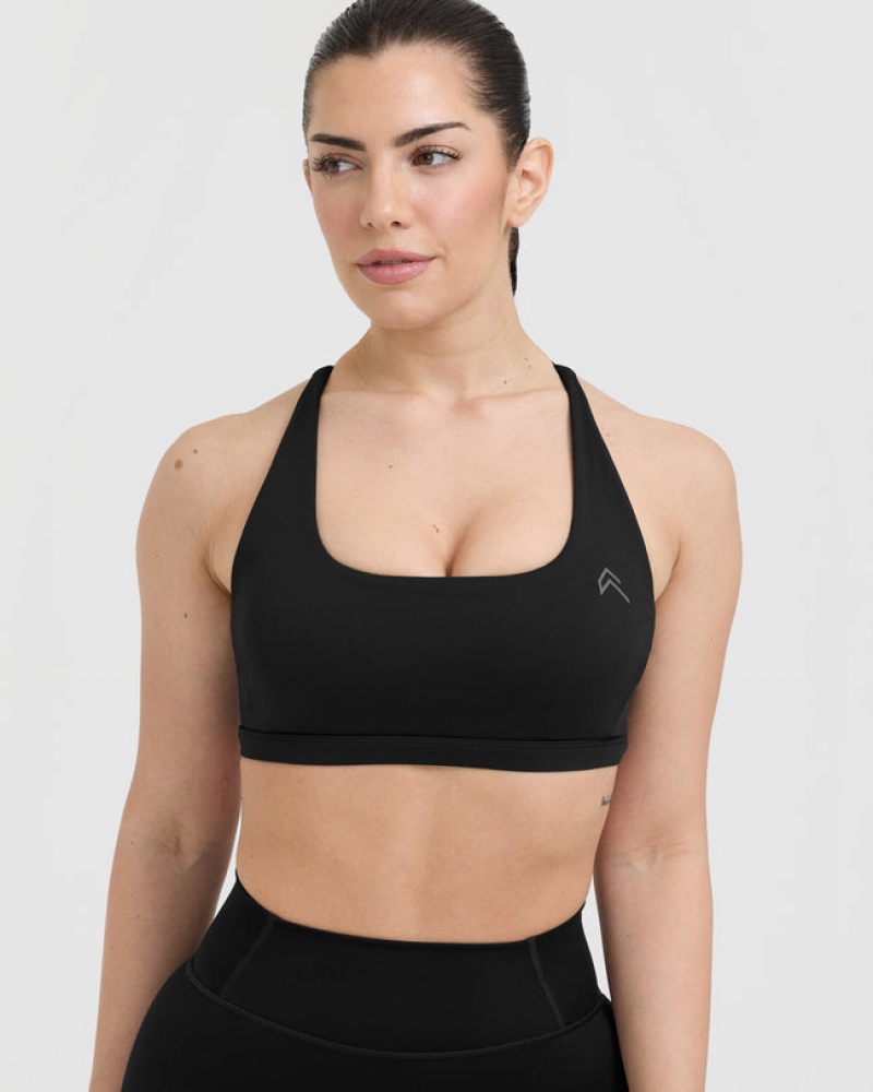 Oner Active Timeless Square Neck Sports Bras Mustat | 207-DKYBMS