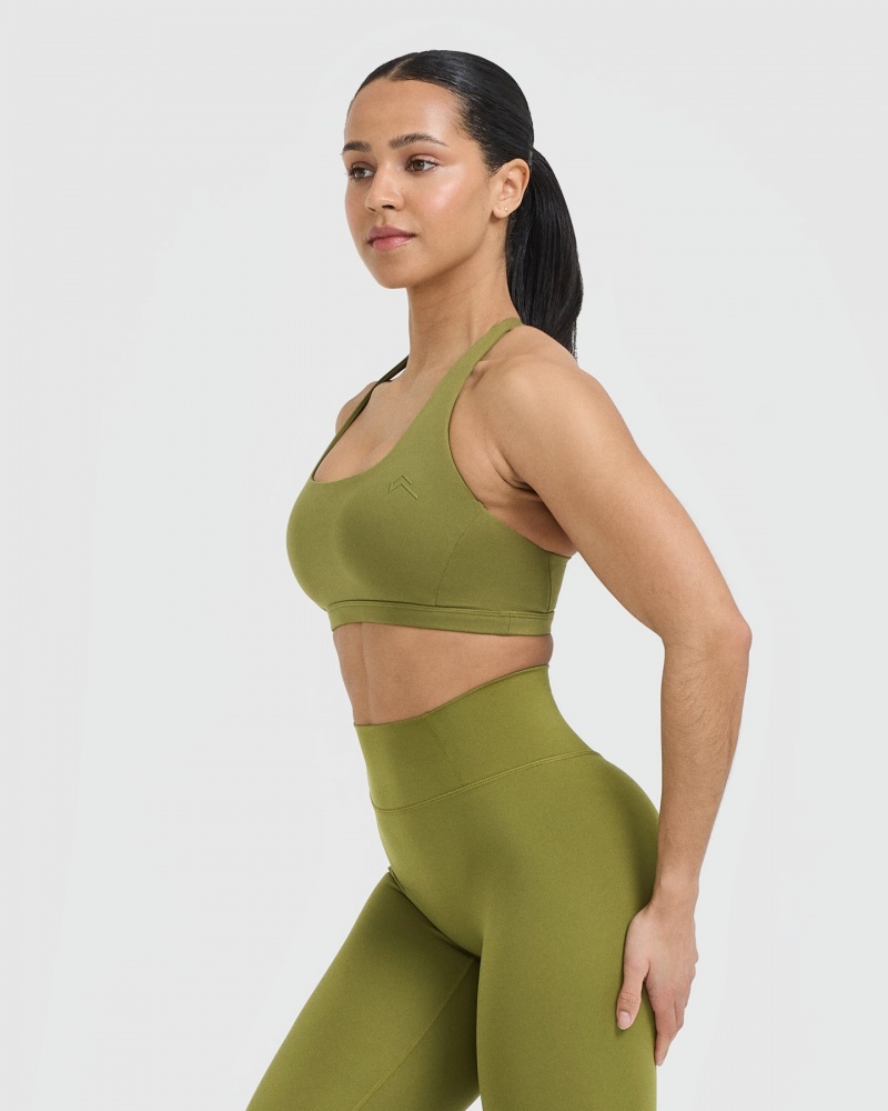 Oner Active Timeless Square Neck Sports Bras Oliivinvihreä Vihreä | 839-KVDHJR